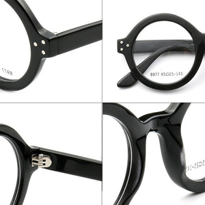 Oversize Round Women Eyeglasses Handmade Thick Acetate Frames Full-rim Optical Glasses Frames Men Eyewear Optic rx-able Black