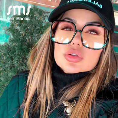 Oversize Square Anti-blue Light Glasses Frame For Women Vintage Retro Black Clear Big Eyeglasses Men Computer Transparent