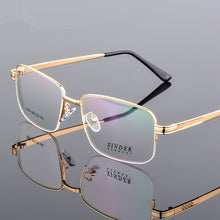 Carica l&#39;immagine nel visualizzatore di Gallery, Oversize Square Business Men Prescription Glasses Big Ultralight Titanium Alloy Half Frame Myopia Presbyopia Eyeglasses For Male