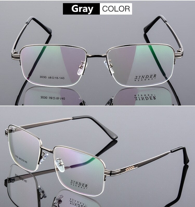 Oversize Square Business Men Prescription Glasses Big Ultralight Titanium Alloy Half Frame Myopia Presbyopia Eyeglasses For Male