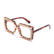 Load image into Gallery viewer, Oversize Square Rhinestone Glasses Women  Brand Designer Diamond Frames Spectacles Anti Blue Light Transparent Eyewear