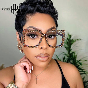 Oversize Square Rhinestone Glasses Women  Brand Designer Diamond Frames Spectacles Anti Blue Light Transparent Eyewear