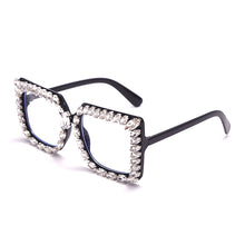 Load image into Gallery viewer, Oversize Square Rhinestone Glasses Women  Brand Designer Diamond Frames Spectacles Anti Blue Light Transparent Eyewear