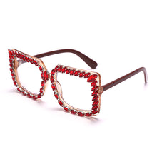 Load image into Gallery viewer, Oversize Square Rhinestone Glasses Women  Brand Designer Diamond Frames Spectacles Anti Blue Light Transparent Eyewear