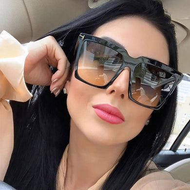 Oversize Square Sunglasses 2023 Women Vintage Brand Big Frame Sun Glasses Woman Black Gradient Female Glasses Oculos UV400