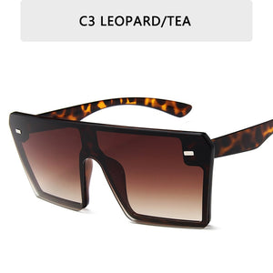 Oversize Square Sunglasses Women Brand Designer Flat Top Gradient Sun glasses Men Rimless Large Frame Oculos UV400