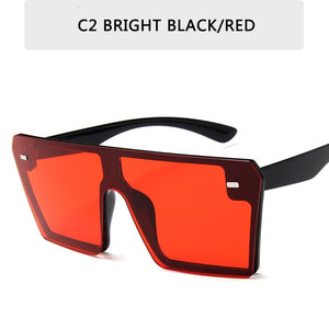 Oversize Square Sunglasses Women Brand Designer Flat Top Gradient Sun glasses Men Rimless Large Frame Oculos UV400