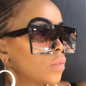 Oversize Square Sunglasses Women Brand Designer Flat Top Gradient Sun glasses Men Rimless Large Frame Oculos UV400