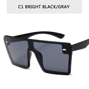Oversize Square Sunglasses Women Brand Designer Flat Top Gradient Sun glasses Men Rimless Large Frame Oculos UV400