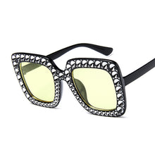 Load image into Gallery viewer, Oversize Sunglasses Top Rhinestone  Brand Designer Sunglasses For Women Square Shades Women Retro Black