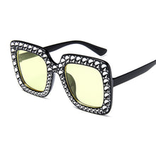 Load image into Gallery viewer, Oversize Sunglasses Top Rhinestone  Brand Designer Sunglasses For Women Square Shades Women Retro Black