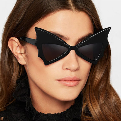 Oversize Sunglasses Women Bat  Shades Sun glasses Rivet Big Frame Sunglass Personality Dance Party Glasses