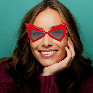 Oversize Sunglasses Women Bat  Shades Sun glasses Rivet Big Frame Sunglass Personality Dance Party Glasses