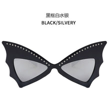 Load image into Gallery viewer, Oversize Sunglasses Women Bat Sharp Shades Sun glasses Rivet Big Frame Sunglass Personality Dance Party Glasses