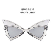 Load image into Gallery viewer, Oversize Sunglasses Women Bat Sharp Shades Sun glasses Rivet Big Frame Sunglass Personality Dance Party Glasses