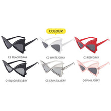 Load image into Gallery viewer, Oversize Sunglasses Women Bat Sharp Shades Sun glasses Rivet Big Frame Sunglass Personality Dance Party Glasses