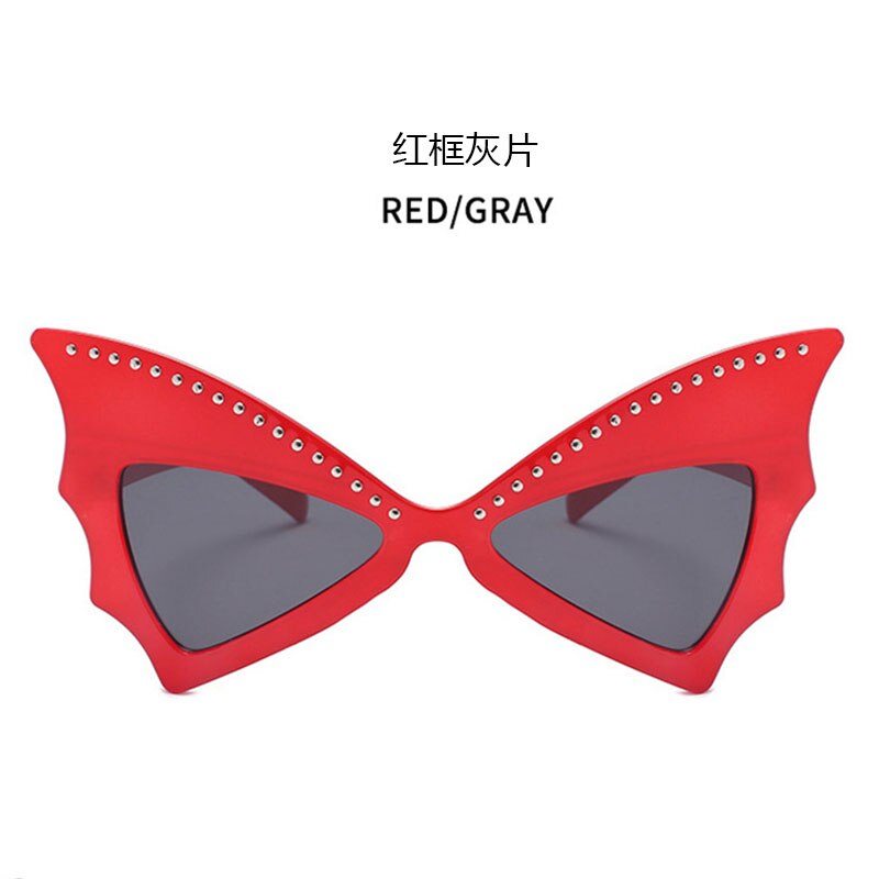 Oversize Sunglasses Women Bat Sharp Shades Sun glasses Rivet Big Frame Sunglass Personality Dance Party Glasses