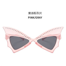 Load image into Gallery viewer, Oversize Sunglasses Women Bat Sharp Shades Sun glasses Rivet Big Frame Sunglass Personality Dance Party Glasses