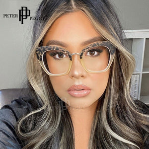 Oversize Sunglasses Women Cat Eye Glasses Frame  Brand Designer Eyewear Leopard Prescription Optical Frames
