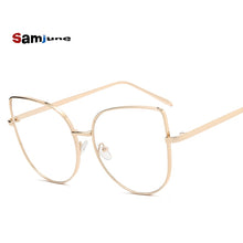Carica l&#39;immagine nel visualizzatore di Gallery, Oversize Women Metal Cat Eye Glasses Frame Brand Designer  Men Clear Lens Eyeglasses eyewear glasses frame for women