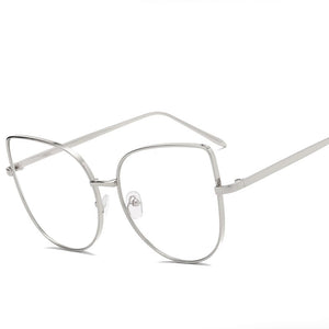 Oversize Women Metal Cat Eye Glasses Frame Brand Designer  Men Clear Lens Eyeglasses eyewear glasses frame for women