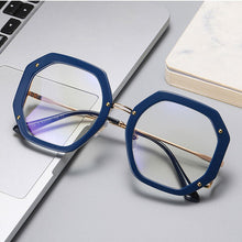 Load image into Gallery viewer, Oversize polygon Metal Frame Women Retro Round Optical Transparent glasses Anti Bule Light CLear Prescription Glasses Vintage