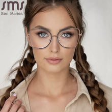 Carica l&#39;immagine nel visualizzatore di Gallery, Oversized Blue Light Blocking Eyeglasses Women Metal Glasses Frames Men Big Ladies Computer Glasses Retro Eyewear