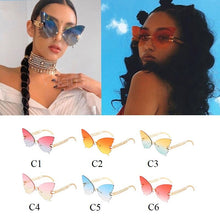 Load image into Gallery viewer, Oversized Butterfly Shades For Women  Sunglasses Women Trendy Metal Rimless Cat Eye Sun Glasses Bulk For Female UV400