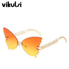 Load image into Gallery viewer, Oversized Butterfly Shades For Women  Sunglasses Women Trendy Metal Rimless Cat Eye Sun Glasses Bulk For Female UV400