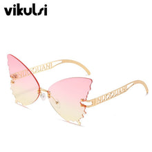 Load image into Gallery viewer, Oversized Butterfly Shades For Women  Sunglasses Women Trendy Metal Rimless Cat Eye Sun Glasses Bulk For Female UV400