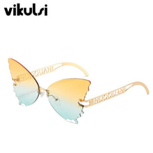 Load image into Gallery viewer, Oversized Butterfly Shades For Women  Sunglasses Women Trendy Metal Rimless Cat Eye Sun Glasses Bulk For Female UV400