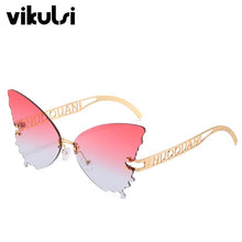 Load image into Gallery viewer, Oversized Butterfly Shades For Women  Sunglasses Women Trendy Metal Rimless Cat Eye Sun Glasses Bulk For Female UV400
