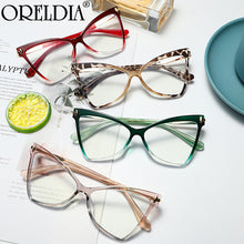Load image into Gallery viewer, Oversized Cat Eye Anti-blue Optical Frames Glasses Women  TR90 Computer Eyewear Female Brand Eyeglasses UV400 Oculos