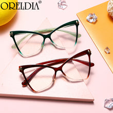 Load image into Gallery viewer, Oversized Cat Eye Anti-blue Optical Frames Glasses Women  TR90 Computer Eyewear Female Brand Eyeglasses UV400 Oculos
