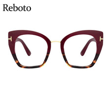 Load image into Gallery viewer, Oversized Cat Eye Glasses Frame Women Eyeglasses Red Transparent Lens Spectacle Frame Vintage