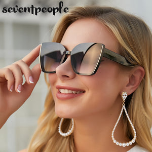 Oversized Cat Eye Sunglasses Women 2023  Brand Large Frame Square Sun Glasses For Men Retro Trendy Cateye Eyewear