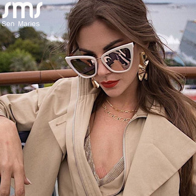 Oversized Cateye Sunglasses Women Retro Cat Eye Brand Design Sun Glasses Women  Vintage Glasses Mirror UV400 Oculos