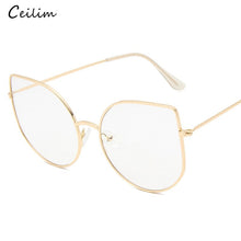 Load image into Gallery viewer, Oversized Clear Glasses Women Big Cat Eye Spectacle Frame Retro Female Metal Frame Fake Glasses Transparent Eyewear Oculos