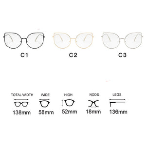 Oversized Clear Glasses Women Big Cat Eye Spectacle Frame Retro Female Metal Frame Fake Glasses Transparent Eyewear Oculos