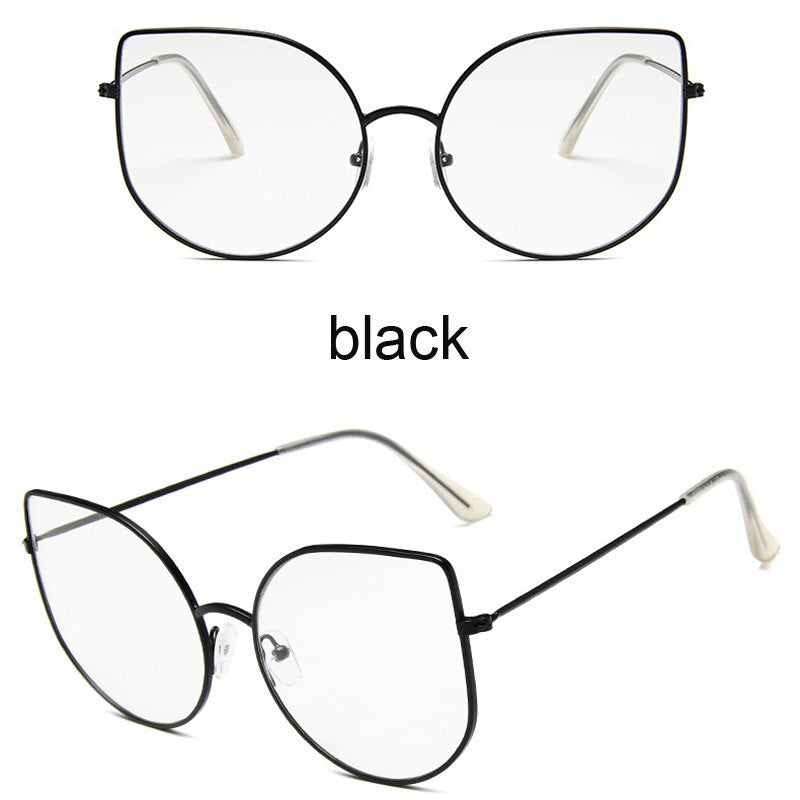 Oversized Clear Glasses Women Big Cat Eye Spectacle Frame Retro Female Metal Frame Fake Glasses Transparent Eyewear Oculos