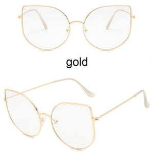 Oversized Clear Glasses Women Big Cat Eye Spectacle Frame Retro Female Metal Frame Fake Glasses Transparent Eyewear Oculos