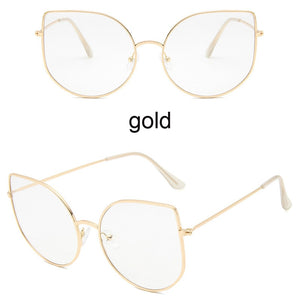 Oversized Clear Glasses Women Big Cat Eye Spectacle Frame Retro Female Metal Frame Fake Glasses Transparent Eyewear Oculos