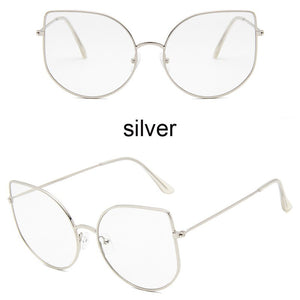 Oversized Clear Glasses Women Big Cat Eye Spectacle Frame Retro Female Metal Frame Fake Glasses Transparent Eyewear Oculos