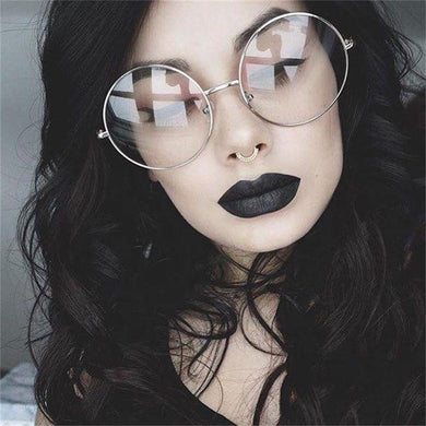 Oversized Clear Round Glasses Silver Metal Frame Vintage Big Circle Glasses Brand Designer Huge Big Nerd Eyeglasses Women
