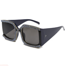Load image into Gallery viewer, Oversized Cooling Micro Crystal Sunglasses  Brand Desinger 2023 Big Frame Mirrored Tint Studded Sunglasses Women