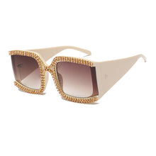 Load image into Gallery viewer, Oversized Cooling Micro Crystal Sunglasses  Brand Desinger 2023 Big Frame Mirrored Tint Studded Sunglasses Women
