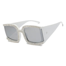Load image into Gallery viewer, Oversized Cooling Micro Crystal Sunglasses  Brand Desinger 2023 Big Frame Mirrored Tint Studded Sunglasses Women