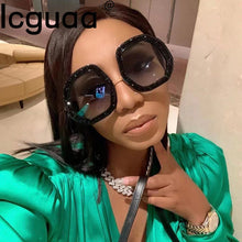 Load image into Gallery viewer, Oversized Cooling Sunglasses  Designer Diamond Shiny Crystal Sun Glasses Men Shades Eyewear Sunglasses For Women 2023
