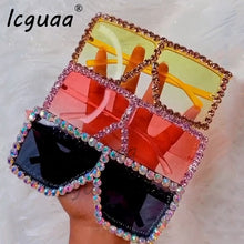Load image into Gallery viewer, Oversized Crystal Sunglasses Women Square  sunglasses Bling Rhinestone Sun glasses for Woman  Shade UV 400