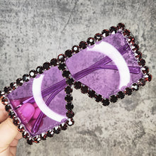 Load image into Gallery viewer, Oversized Crystal Sunglasses Women Square  sunglasses Bling Rhinestone Sun glasses for Woman  Shade UV 400